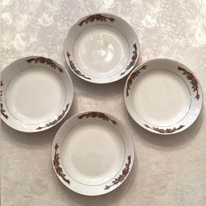 Four Christmas soup bowls